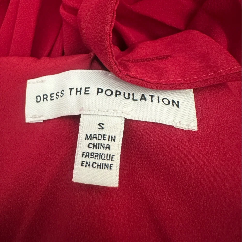 Dress The Population Vida One-Shoulder PleatedChiffon Gown,garnet,szS(4),new$349 - Picture 9 of 11